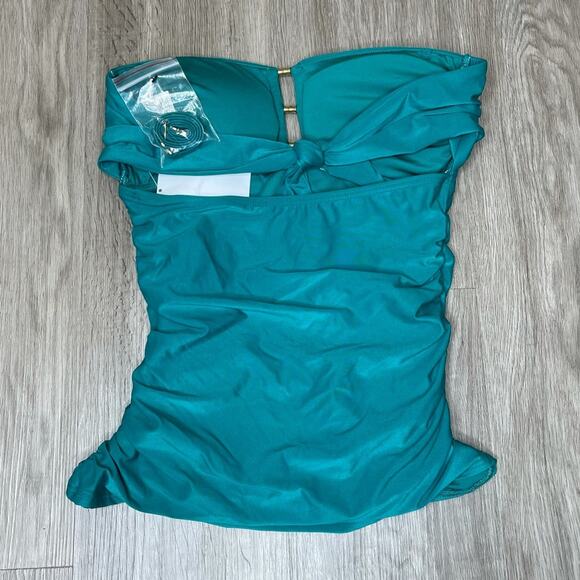 Carmen Marc Valvo Women's Forest Removable Halter Bandeau Tankini Swim Top sz S - Picture 3 of 6